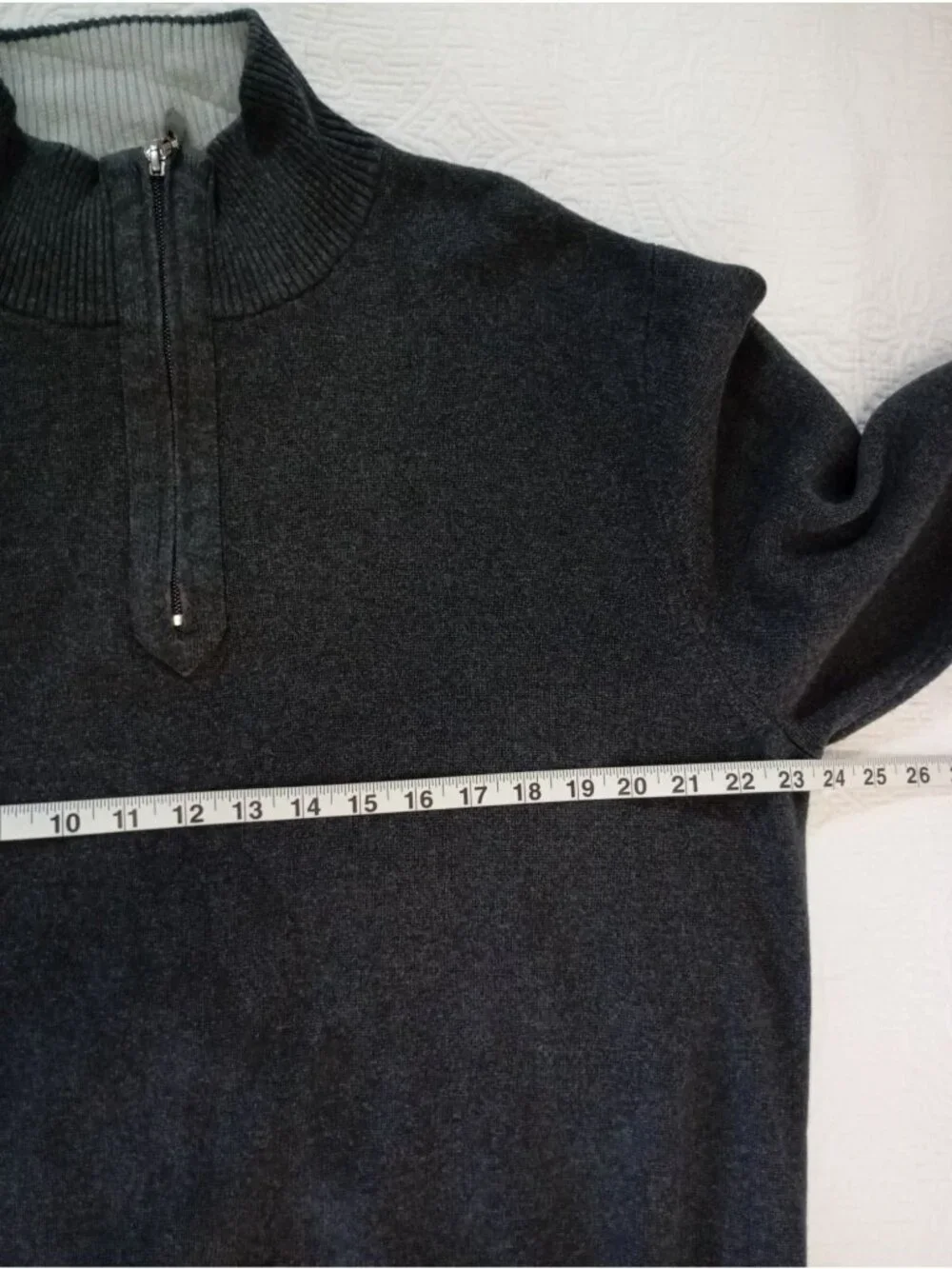Structure Mens Charcoal 1/4 Zip Pullover Sweater XL 100% Cotton
